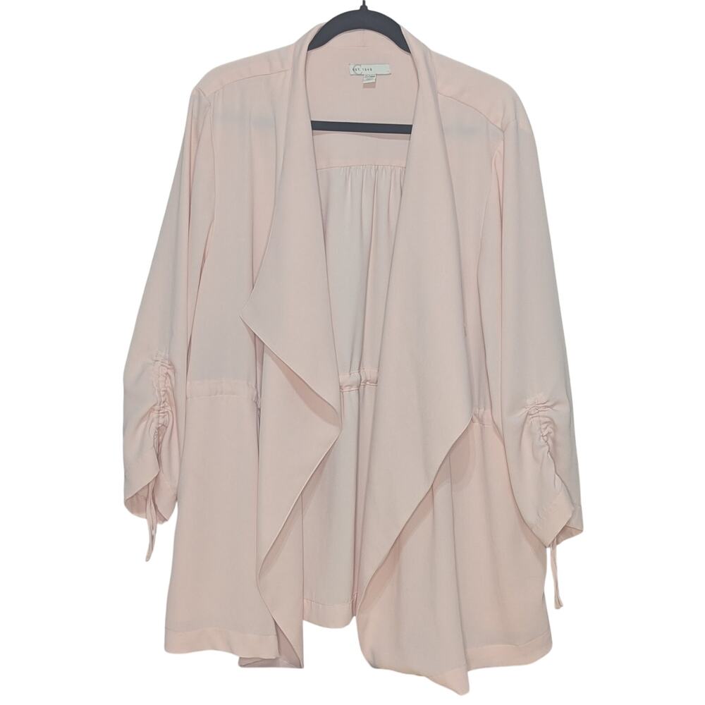 Cato Blush Pink Open 3/4 Sleeve Ruched Waist Light Jacket Size 22/24W